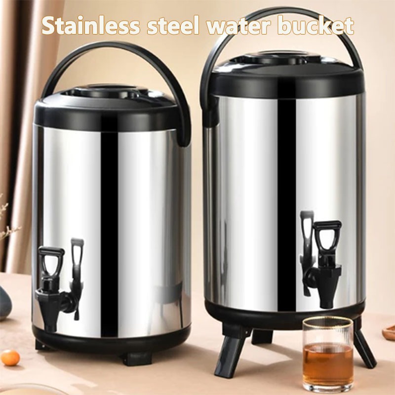 Stainless Steel Milk Tea Bucket Hot/Cold Dispenser with Faucet, Thermos ...