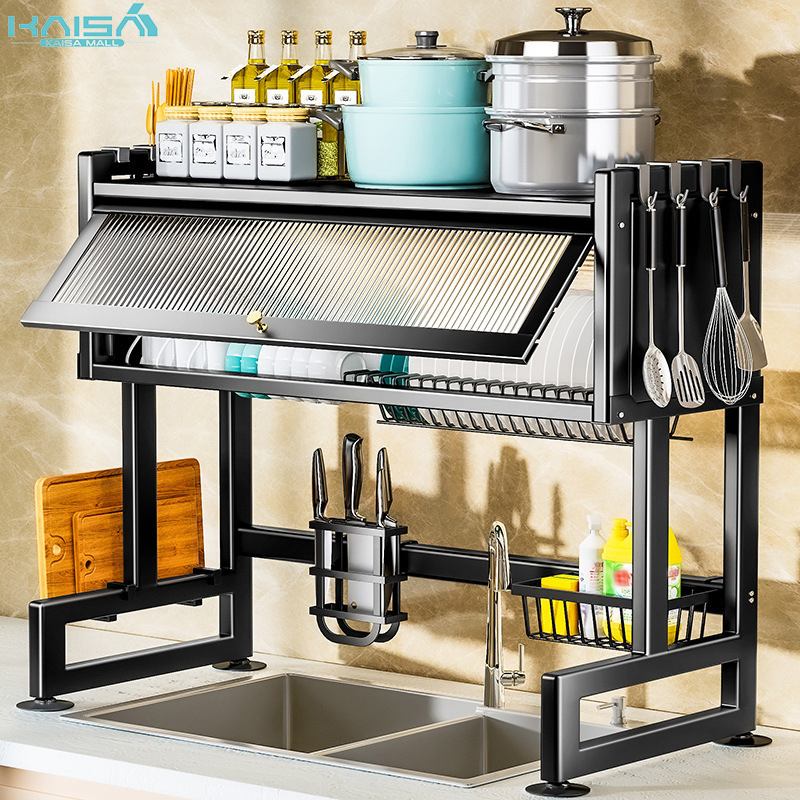 Kitchen Cabinet Rack Rak Pinggan Mangkuk Over-The-Sink Drainer With ...