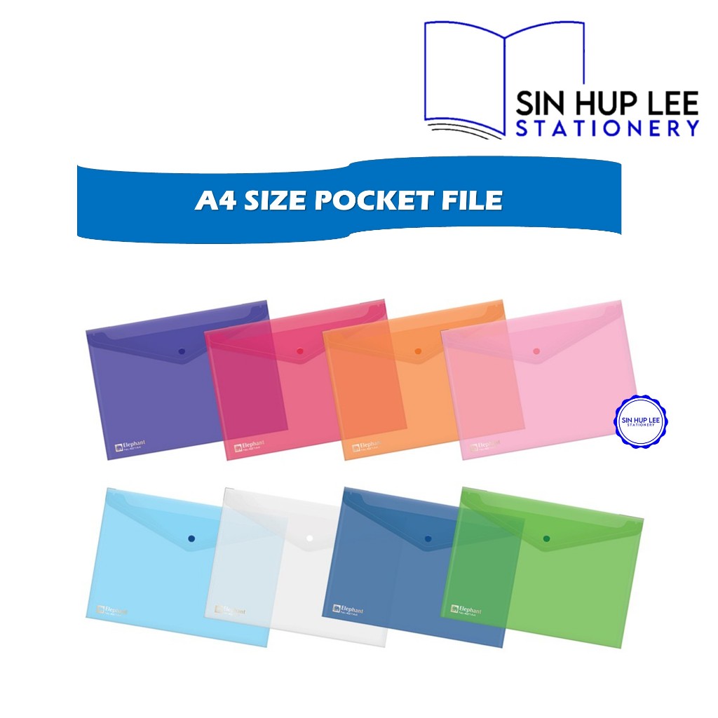 Elephant A4 Clear Pocket 421A4 File / Pocket File / Button File / 文件夹 ...
