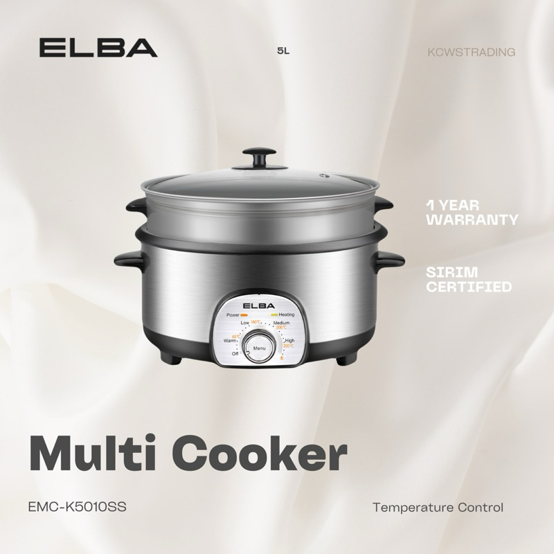 Elba 5L Multi Cooker EMC-K5010SS EMCK5010SS Steamboat Soup Temperature ...