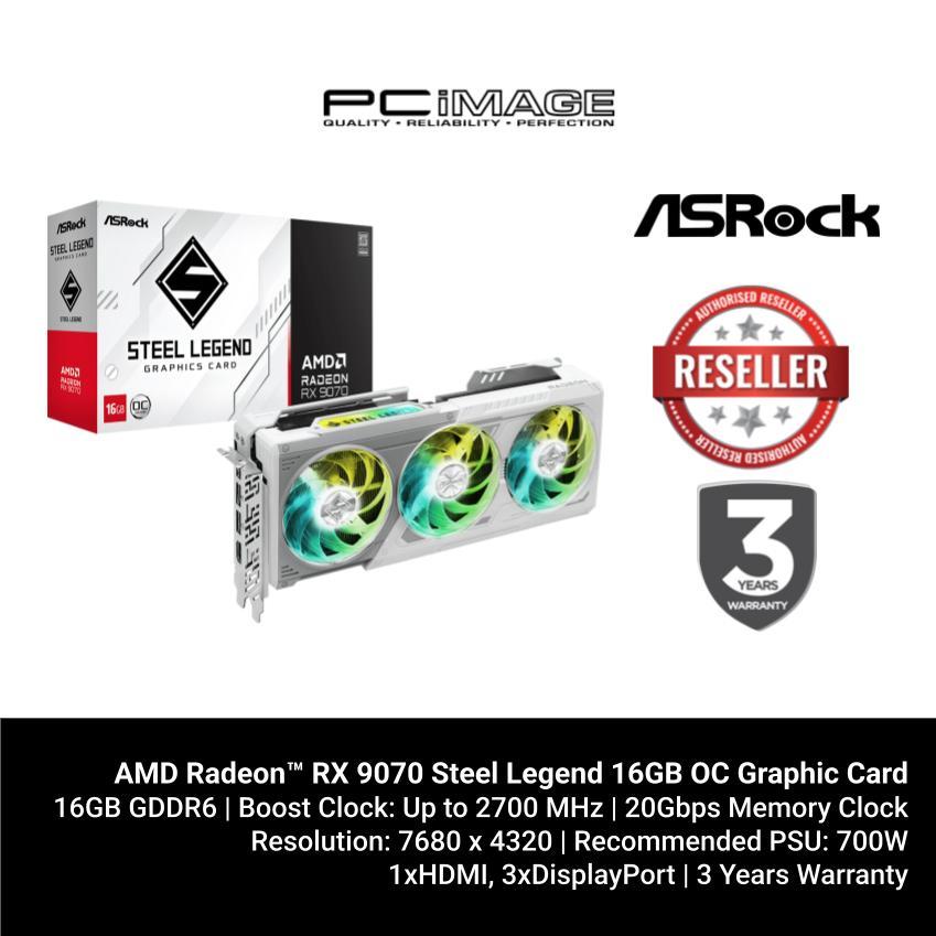 Asrock AMD Radeon™ RX 9070 Steel Legend 16GB OC Graphic Card RX9070 ...