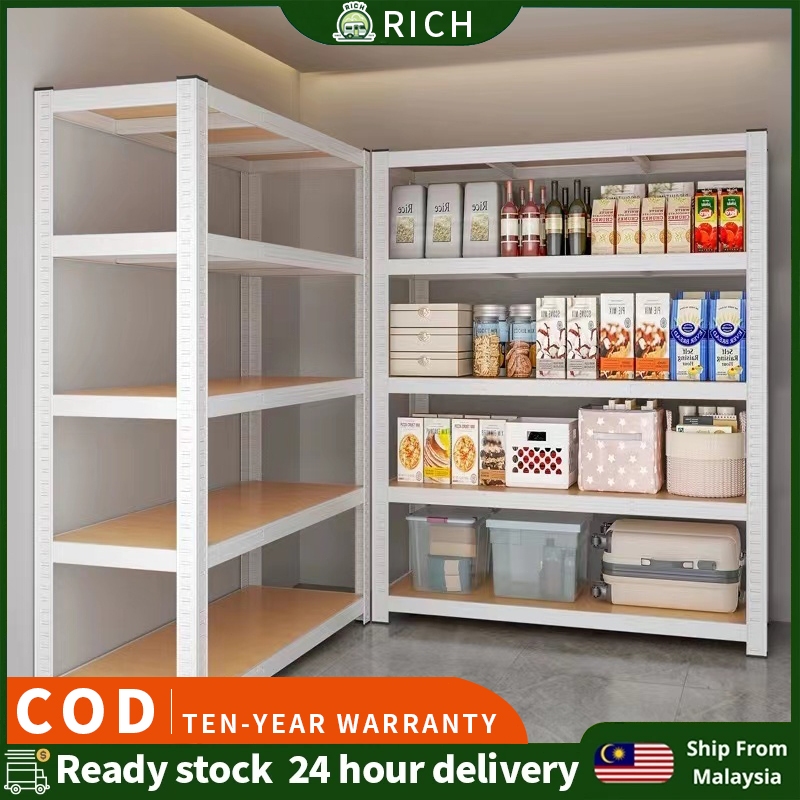 【JM-YU】3/4/5 Tier Metal Boltless Rack Adjustable Shelf Kitchen Rak ...
