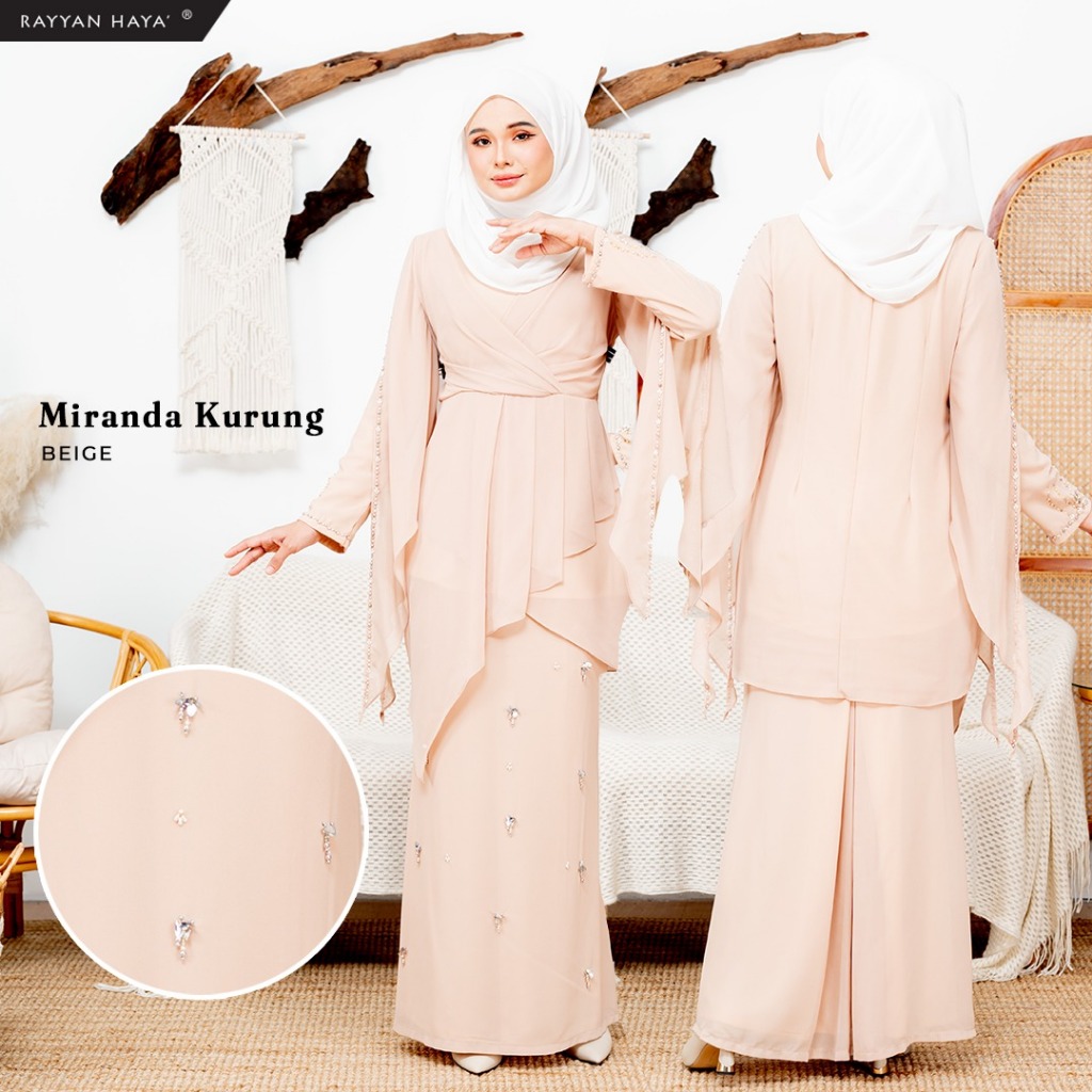 Rayyan Haya' Miranda Chiffon Kurung Beads Muslimah Plus Size Super Comfy