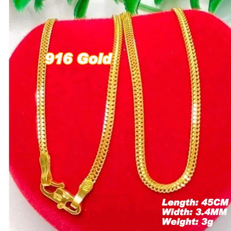 Gold 916 Original Chain for Women Pendant Bridal Jewelry Set Necklace ...