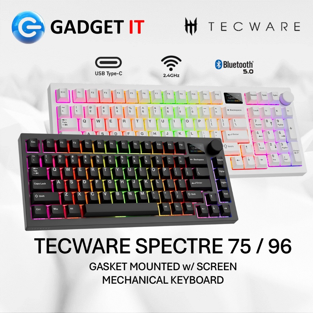 TECWARE SPECTRE 75 / 96 GASKET MOUNT WIRELESS RGB MECHANICAL KEYBOARD w ...