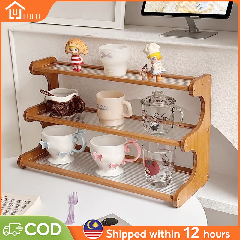 LULU Desktop Storage Rack Display Rack 2/3 Layers Table Storage Rack ...