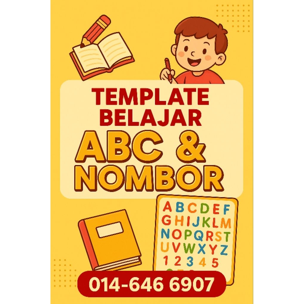 Template Belajar ABC & Nombor (Printable Digital File PDF) | Shopee ...