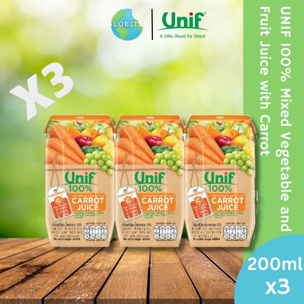 Unif 100% Mixed Vegetable and Fruit Juice - 200ml x 3 packs | Shopee ...