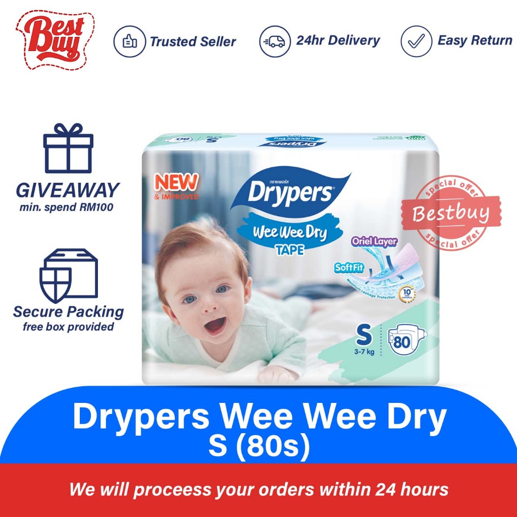 Drypers Wee Wee Dry S80 (80's tape) | Shopee Malaysia