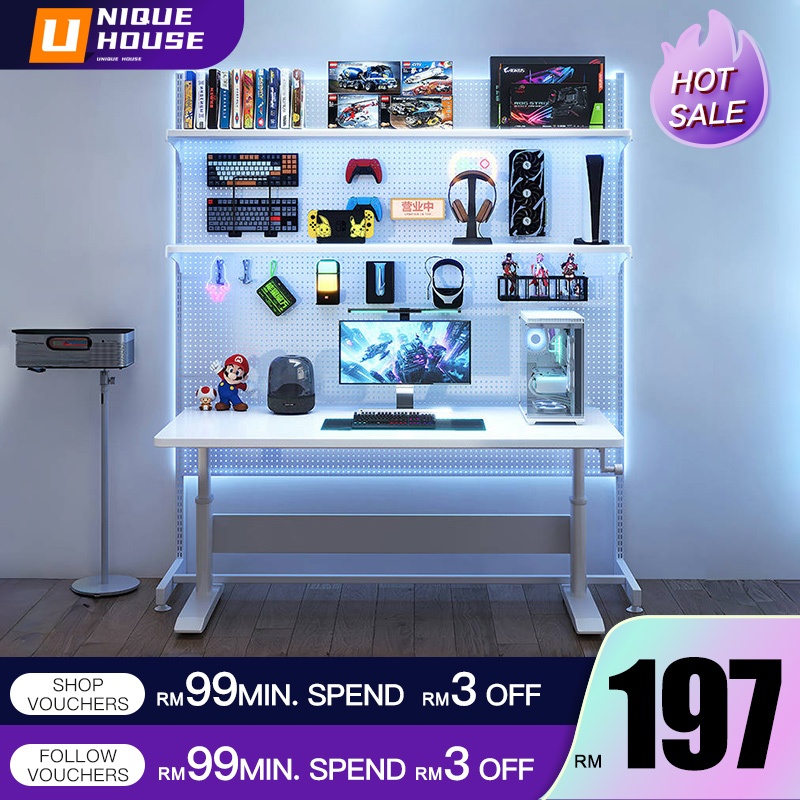 Pegboard Rack Stand Gaming Room Decor Adjustable Rack Shelf Gaming Room ...