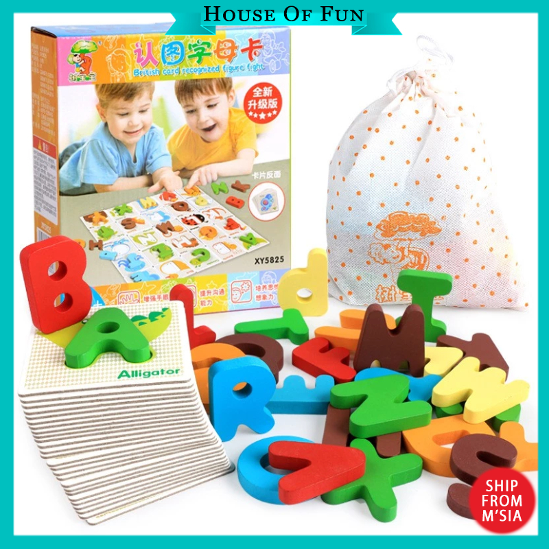 Early Learning English Alphabet Letter Wooden Math Card Digital Math ...
