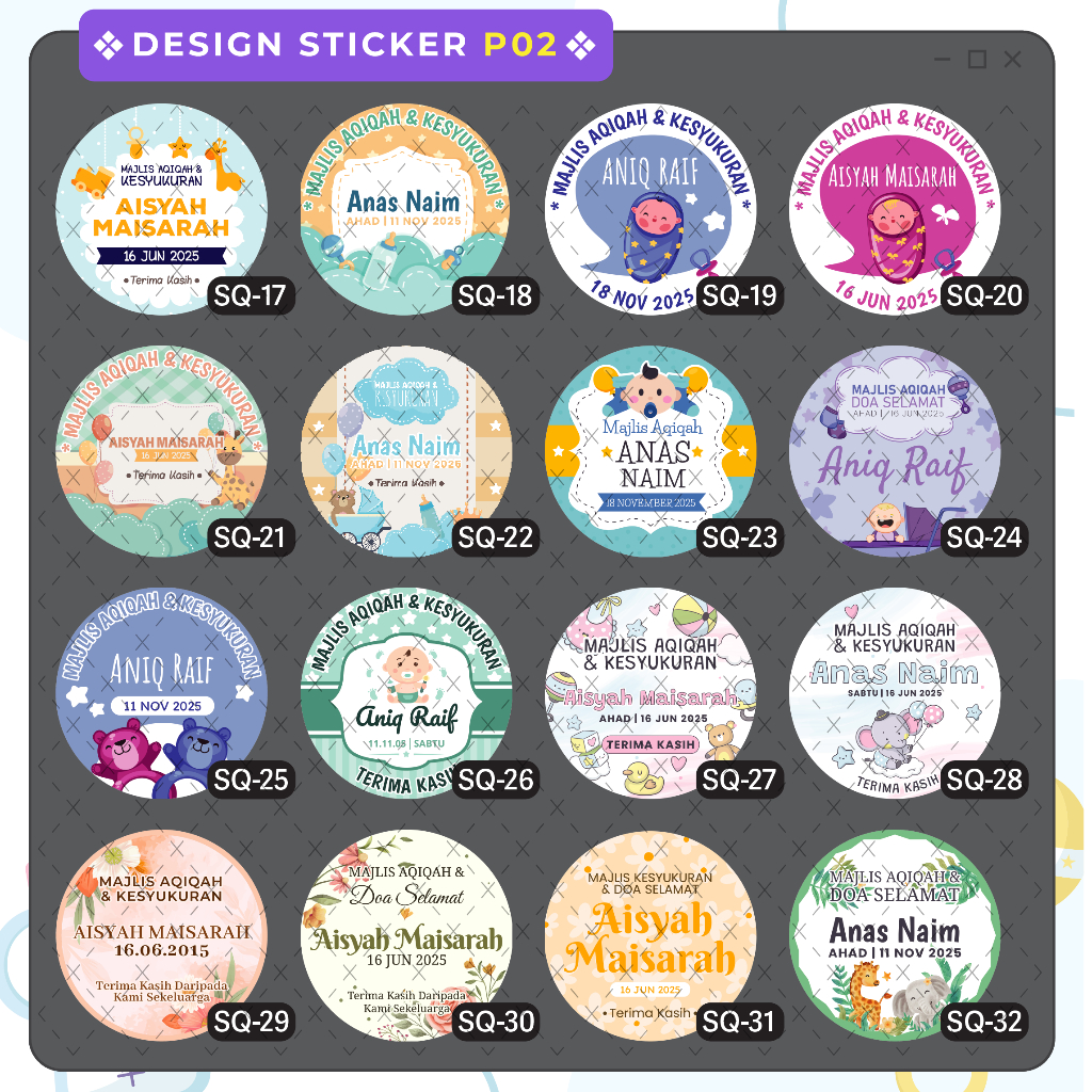 CUSTOM LABEL STICKER MAJLIS AQIQAH | AKIKKAH | BABY SHOWER | HARI JADI ...