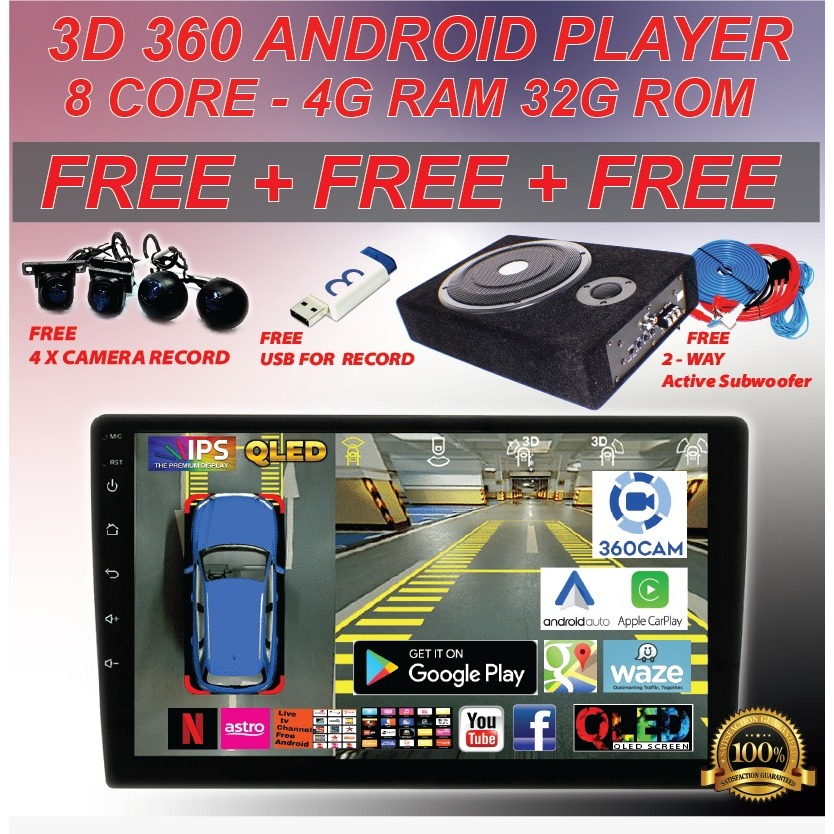 [BUY 1 FREE 4] OCTA core 360 camera Android Car Player FREE 360 camera ...