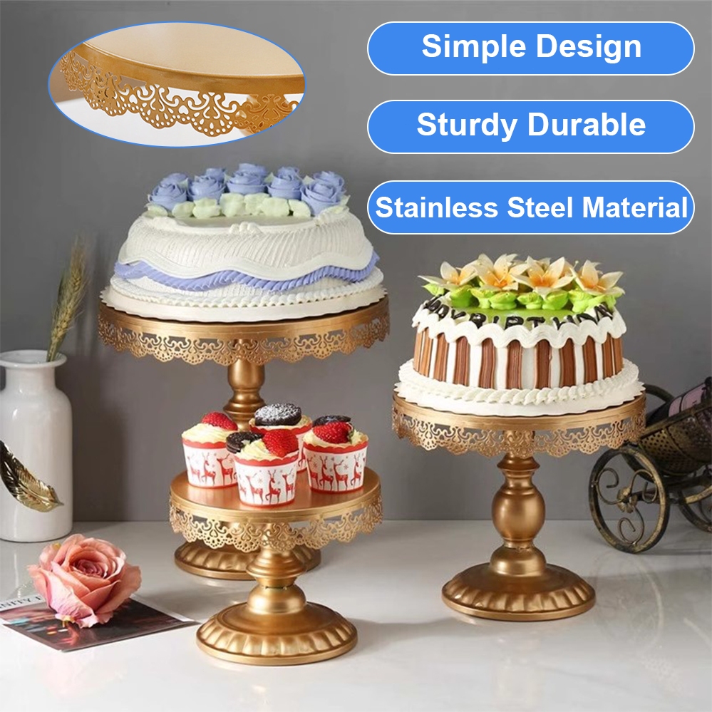 3-Size Metal Cake Stand Round Dessert Display Rack Wedding Birthday ...