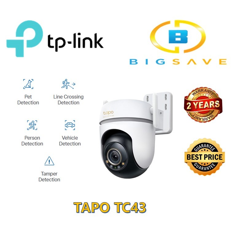 TP-LINK 5MP TAPO TC43 OUTDOOR PAN/TILT SECURITY WI-FI CAMERA | Shopee ...