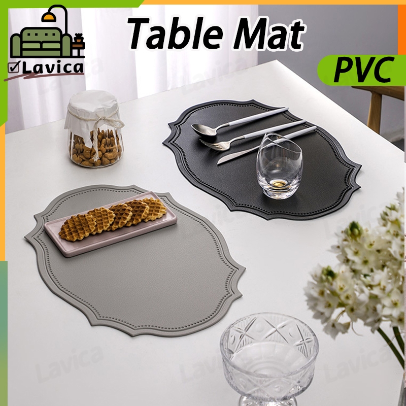 【MY】Elegant Classic Placemat PU Table Mat Irregular Non-Slip Oil-proof ...