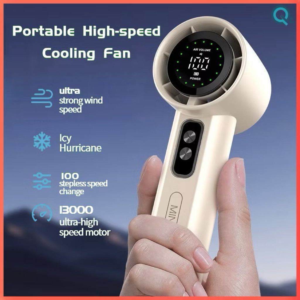High Speed Handheld Fan Strong Wind 100 Gear With Adjustable Speeds LED ...