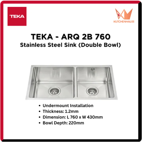 TEKA 76cm Double Bowl Sink ARQ 2B 760 / TEKA Sinki ARQ2B760 /FOC RKT ...