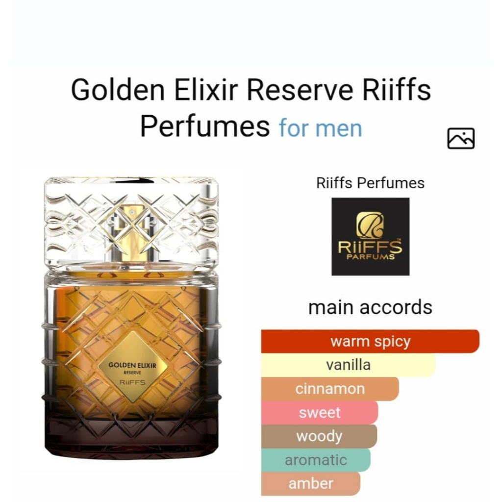 Perfume Golden Elixir Reserve Extrait de Parfum by Riiffs 100ml ...