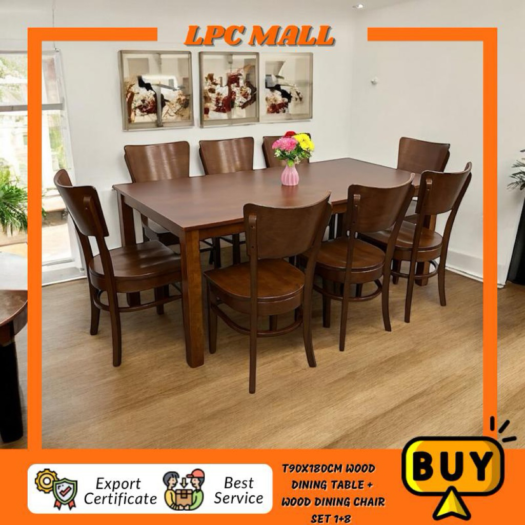 LPC MALL Chair 2101-Oak + T9986 Dining Set 1+8 Kerusi Meja Makan 8orang ...