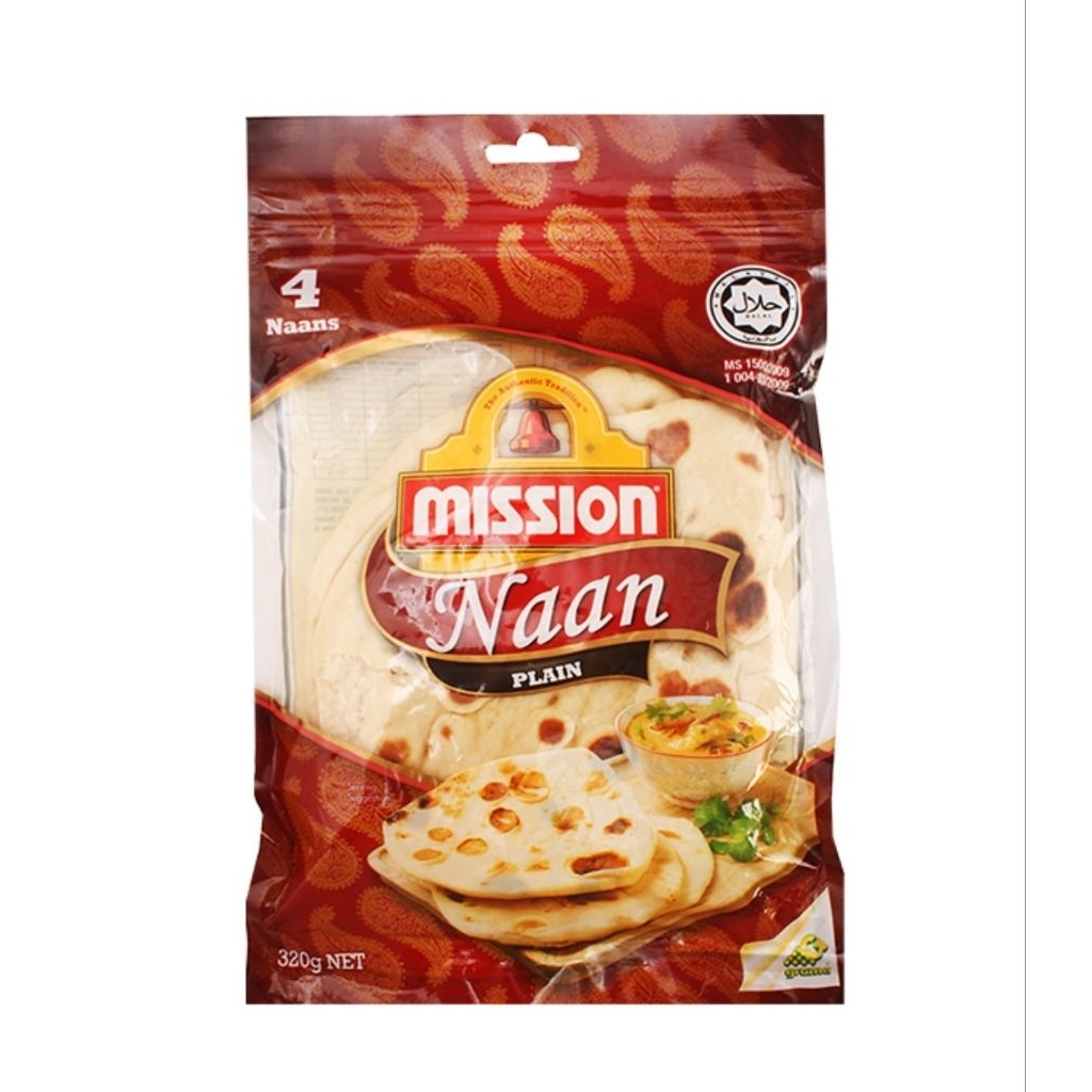 MISSION Halal Roti Naan Plain /Kosong 4s 320g | Shopee Malaysia