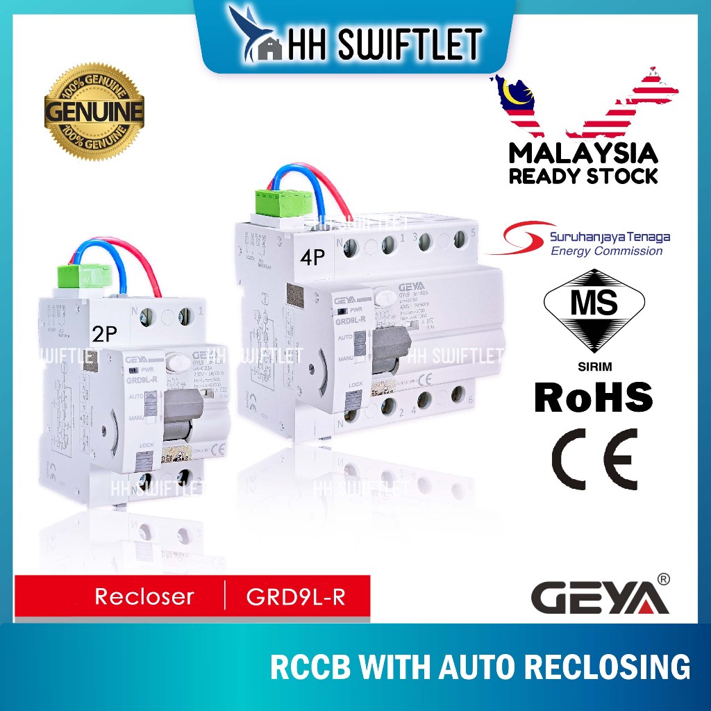 [SIRIM] Geya RCCB Auto Recloser Type AC GRD9L-R | Shopee Malaysia