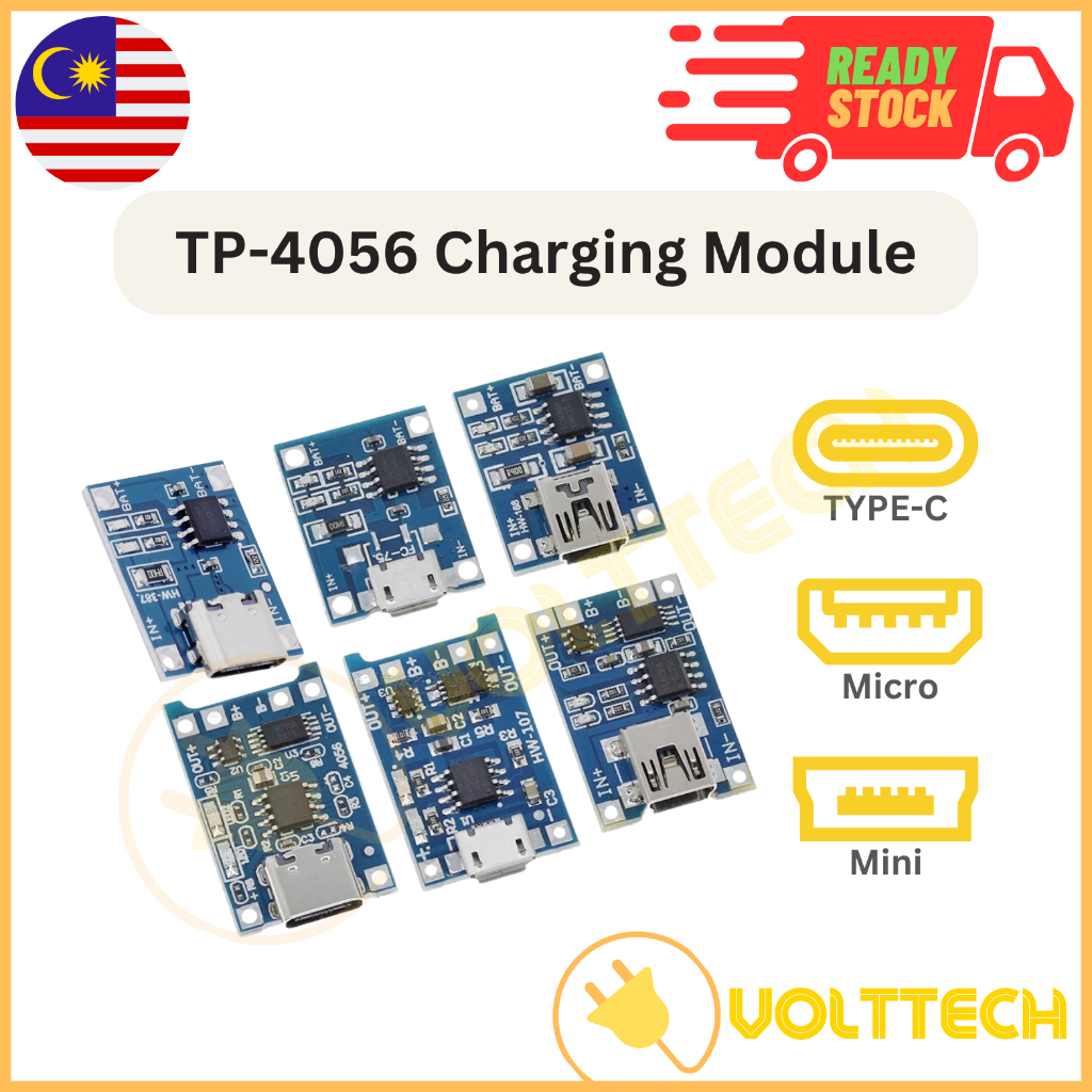 TP4056 18650 Battery Charging Module Lithium Battery Type C Micro Mini ...