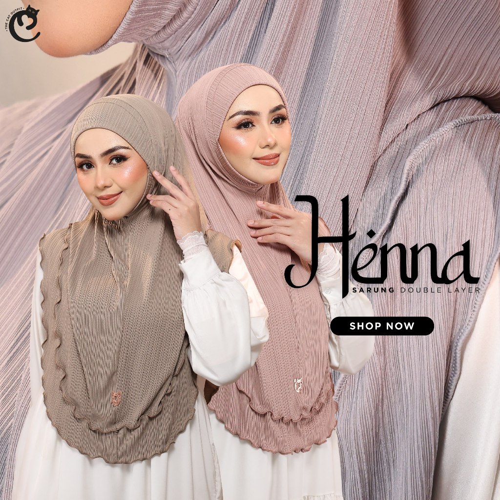 TUDUNG SARUNG HENNA 2 LAYER RUFFLE | MATERIAL CRINKLE TEXTURED LADY ...