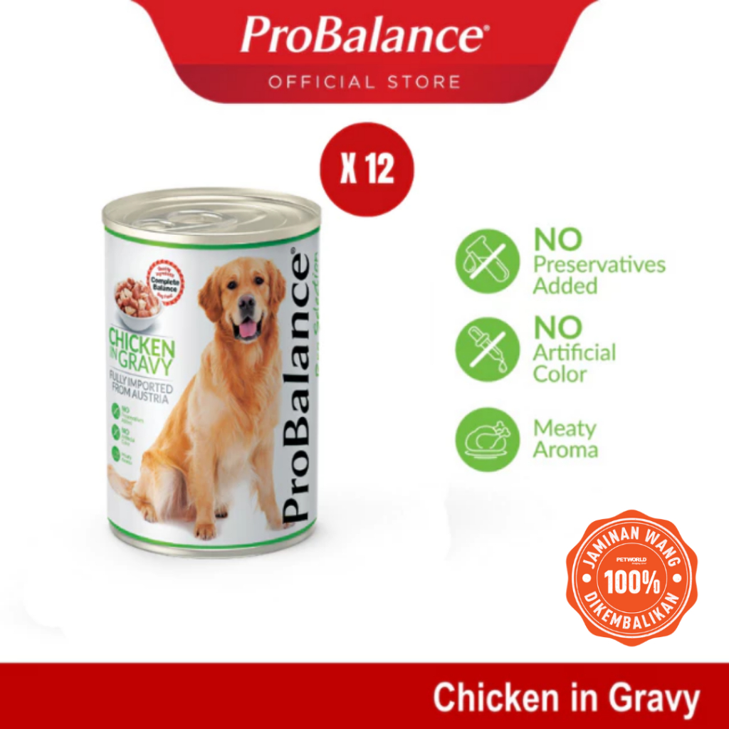 [Bundle] ProBalance 4.8kg Gravy Series Wet Dog Food - 400g x 12 Cans ...