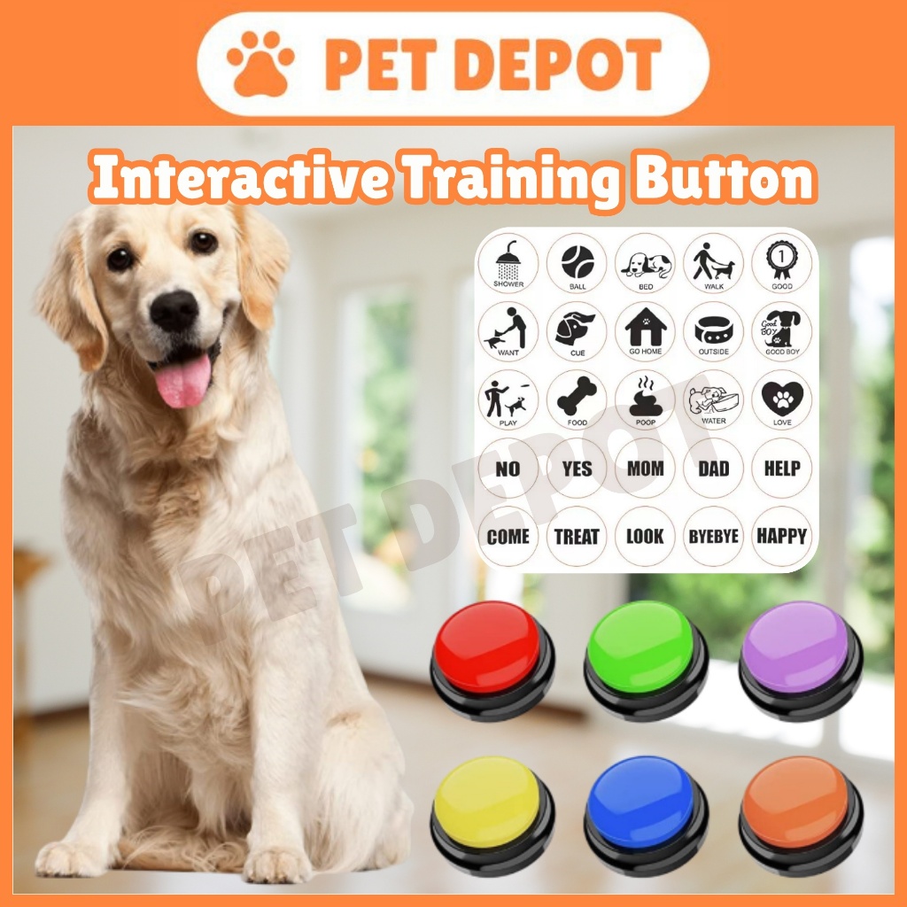 Interactive Training Recordable Talking Button for Pet Dogs Cats 宠物狗猫训练 ...