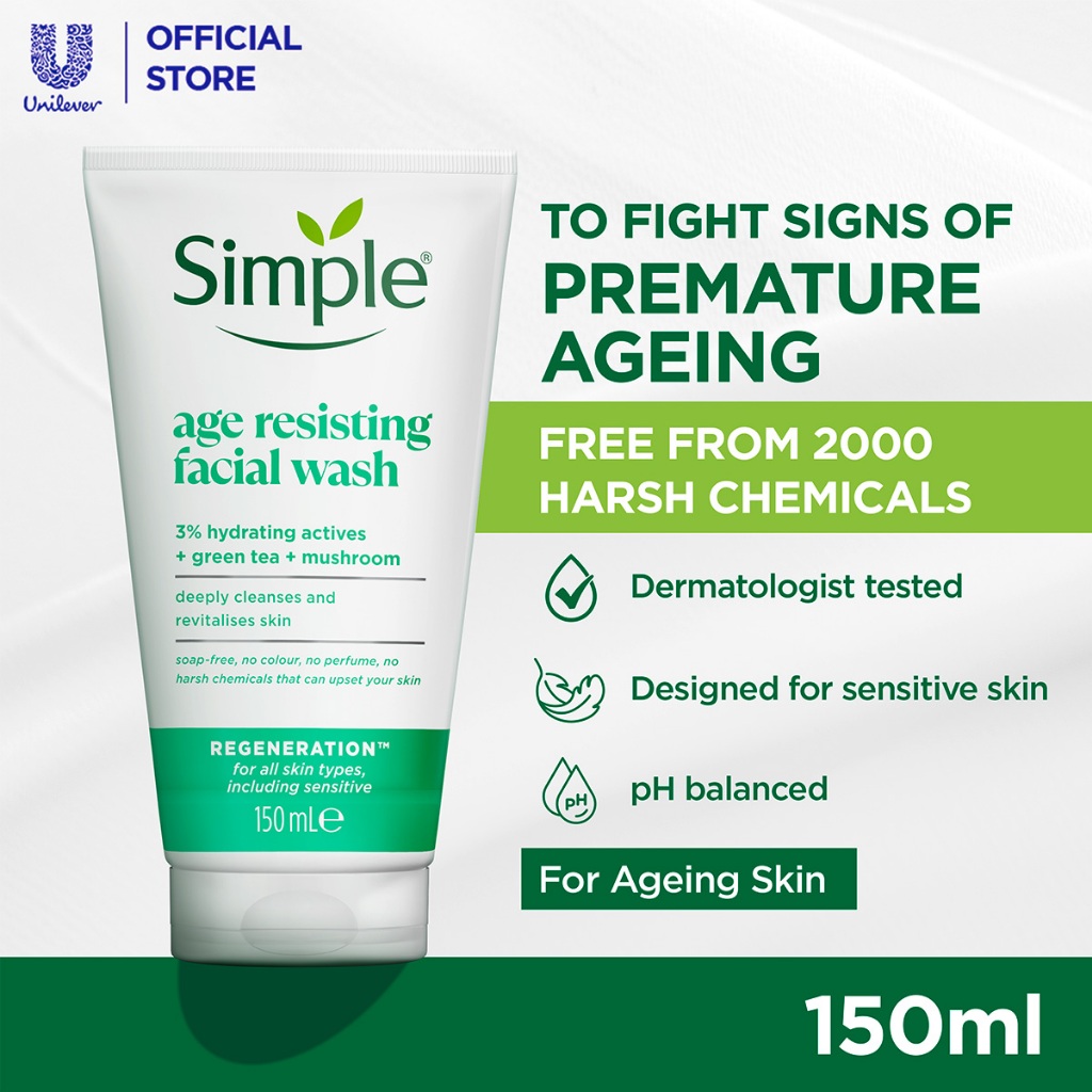 Simple Regeneration Age Resisting Facial Wash Cleanser Make-up Removal ...