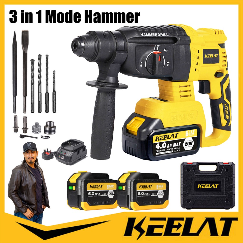KEELAT KWHD001 Cordless Rotary Hammer Drill Brushless Motor 3 ...
