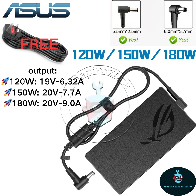 ASUS 120W/150W/180W Laptop Gaming Adapter for ROG Zephyrus, ProArt ...