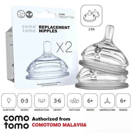 Original Comotomo Nipple Puting Susu 2pcs Replacement Teat Teats ...