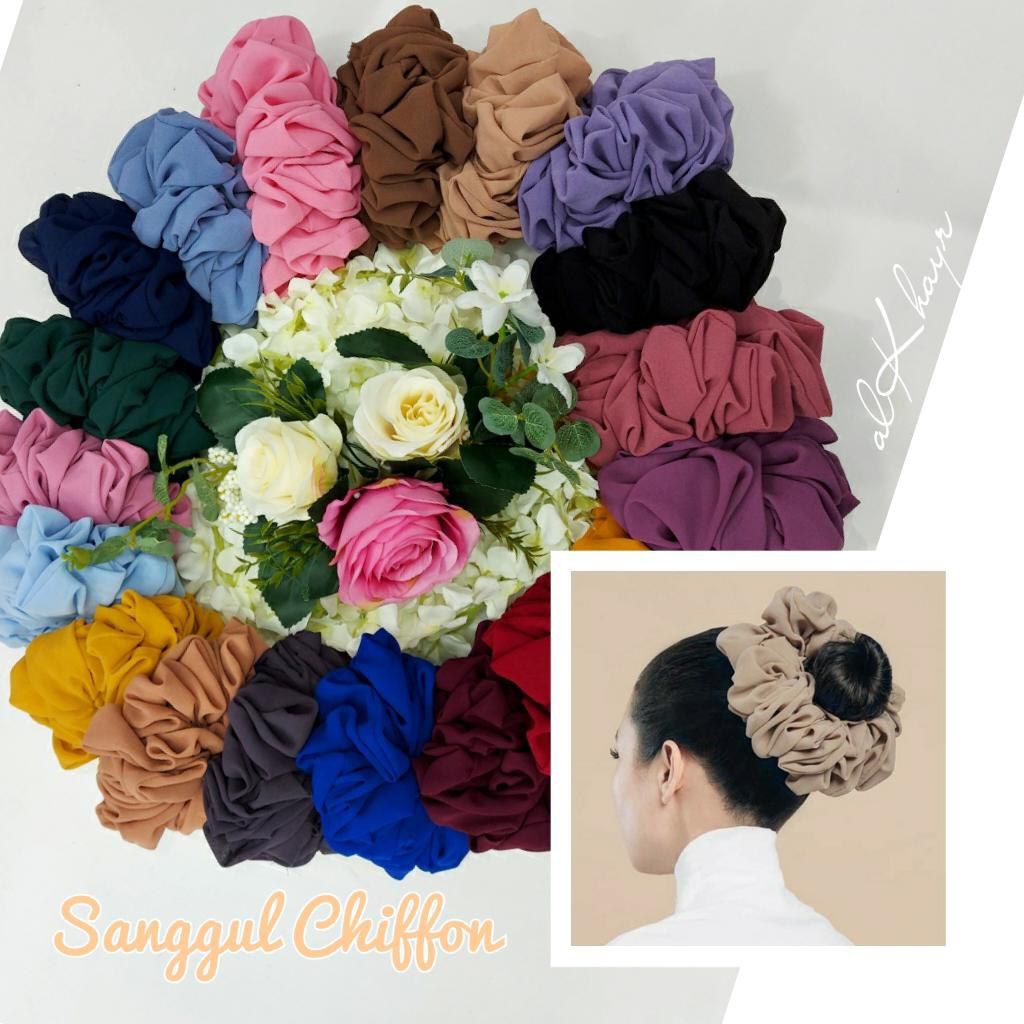 🔥 SANGGUL RAMBUT CHIFFON / SCRUNCHY GEBU (GETAH RAMBUT BESAR)🔥 | Shopee ...