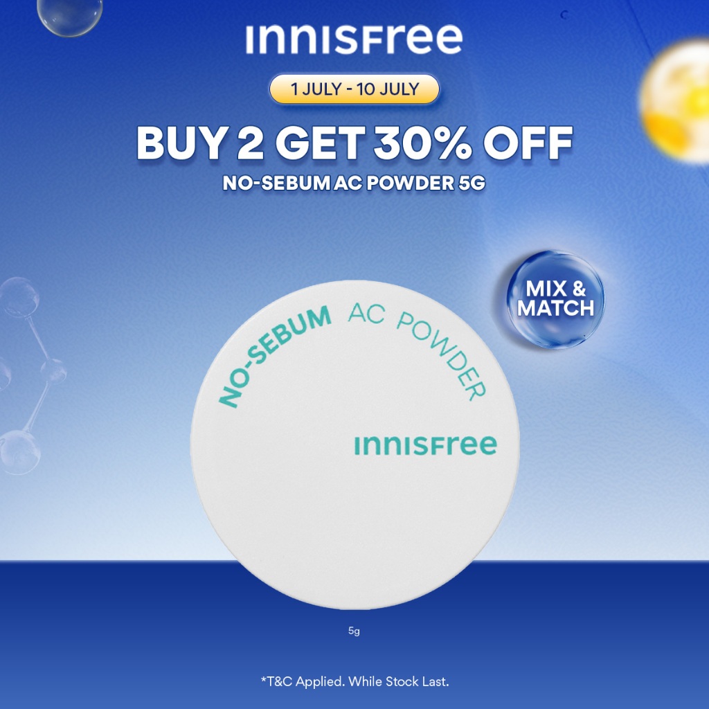 [1 JUL - 10 JUL | BUY 2 GET 30% OFF] INNISFREE No Sebum AC Powder 5g ...