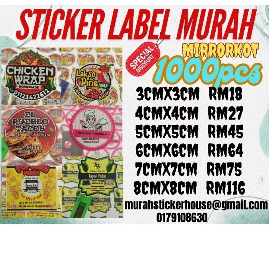 (1000PCS) STICKER LABEL PRODUK CUSTOM MURAH [3CM-8CM] | Shopee Malaysia