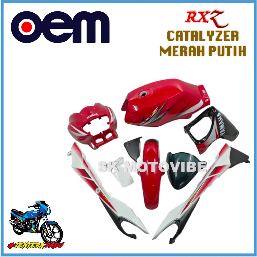 {100% OEM !!!} COVERSET / COVER SET RXZ CATALYZER 5PV OEM MERAH PUTIH ...