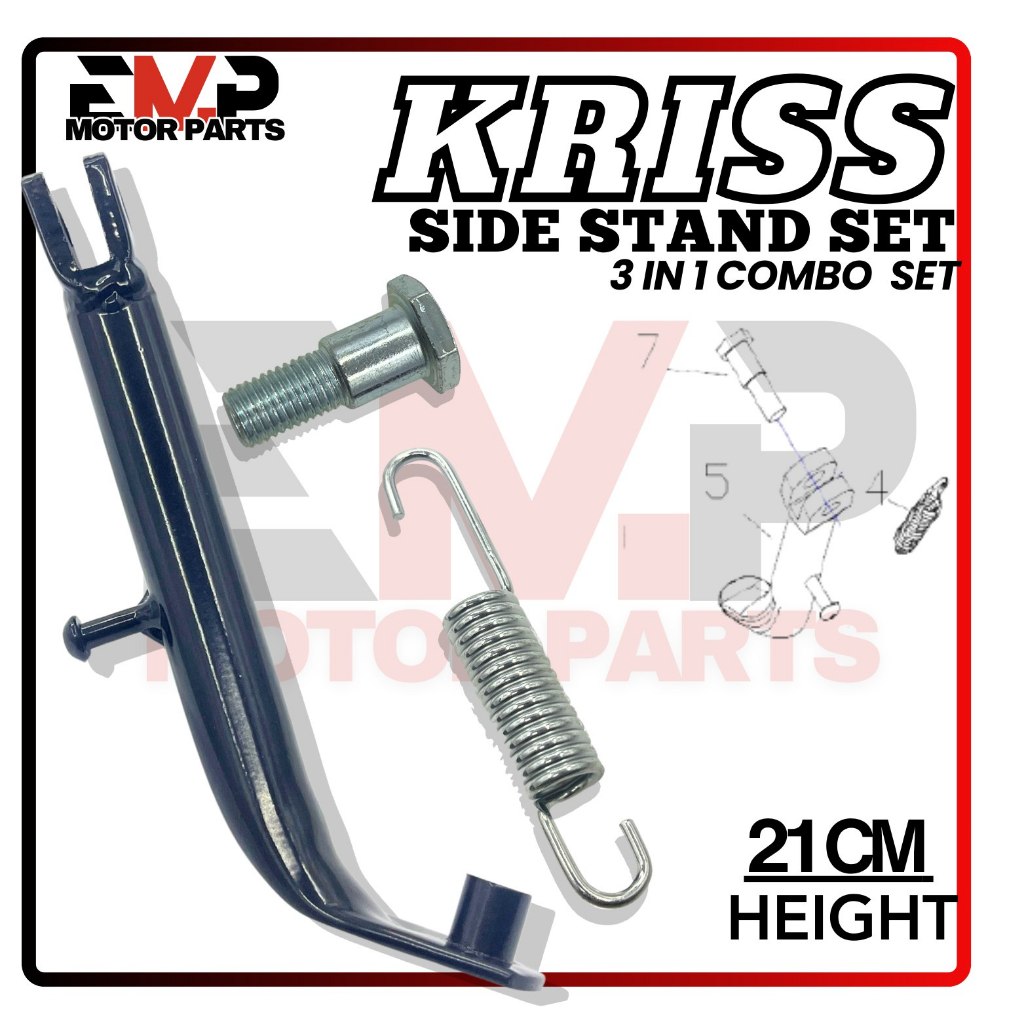 SIDE STAND KRISS BLACK CHROME TONGKAT TEPI KRISS SET SPRING BOLT KRISS ...