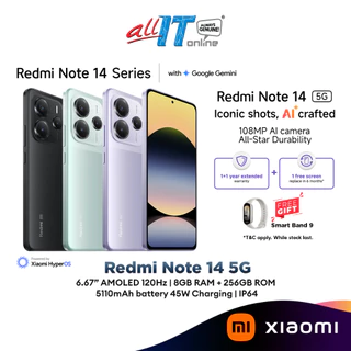 Xiaomi Redmi Note 14 5G 108MP AI camera with OIS | 45W+5110mAh battery | 120Hz AMOLED IP64 8GB+256GB