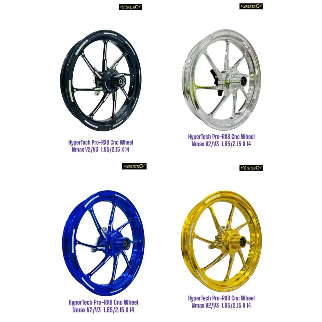 SIZE 14 HyperTech Pro-Rx8 Cnc Cast Wheel Sport Rim Nmax V2 V3 1.85/2.15 ...