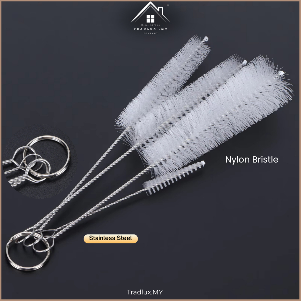 4 in 1 Set Nylon Straw Brush Cleaner Bottle Tube Pipe Small Long Cup ...