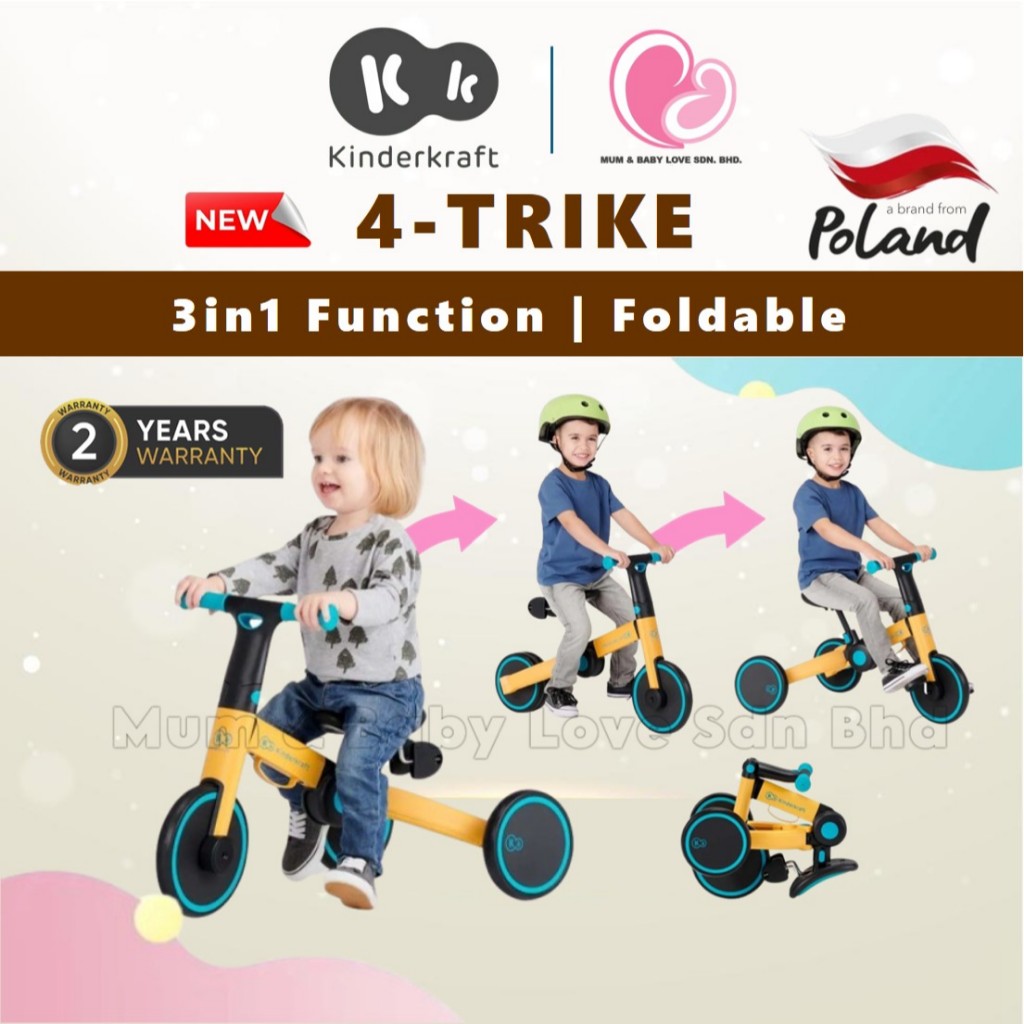 Kinderkraft 4Trike 3 in 1 Kids Balance Bike, Tricycle, Push Toy Bike ...