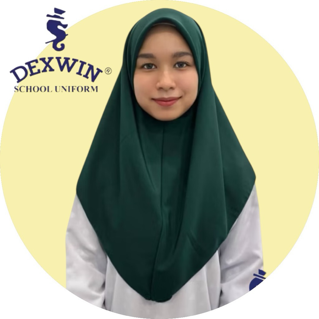 DEXWIN Tudung Hijau Gelap 2 Lapis/ Tudung KRS/ Kain Licin Koshibo ...