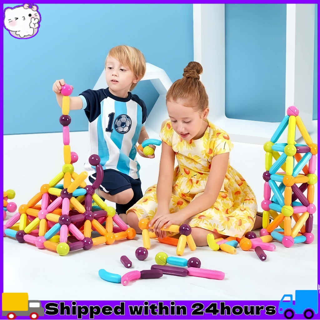 Kids Magnetic Stick Balls Building Toy Blocks With Storage Box 3D ...