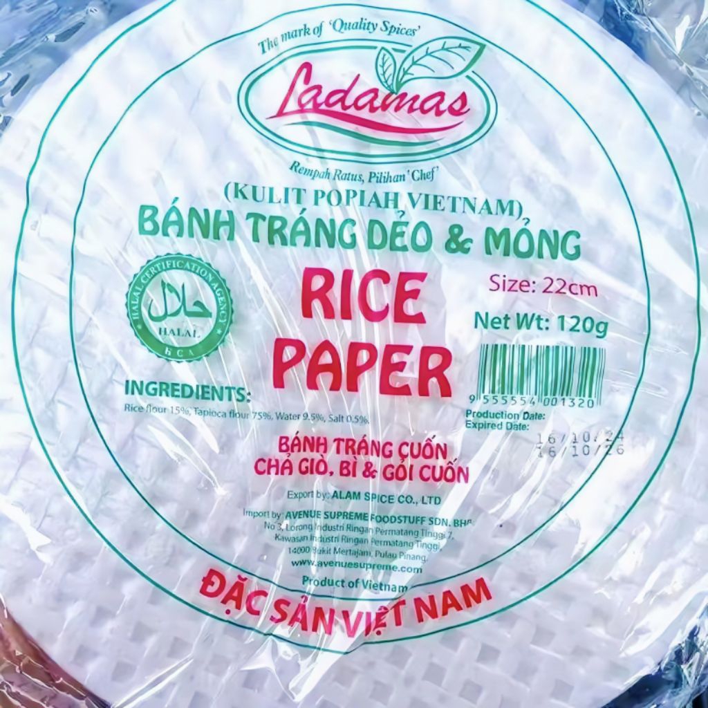 Ladamas Kulit Popiah Vietnam | Halal certified | 22cm | 120g Rice Paper ...