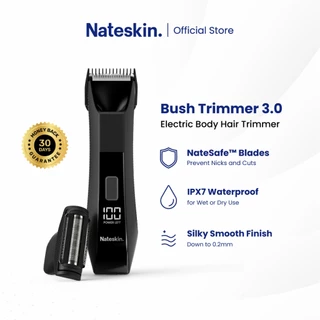 Nateskin Bush Trimmer 3.0: 2-in-1 Electric Body and Groin Shaver No Nicks Wet & Dry Use Type-C Travel Lock LED Display