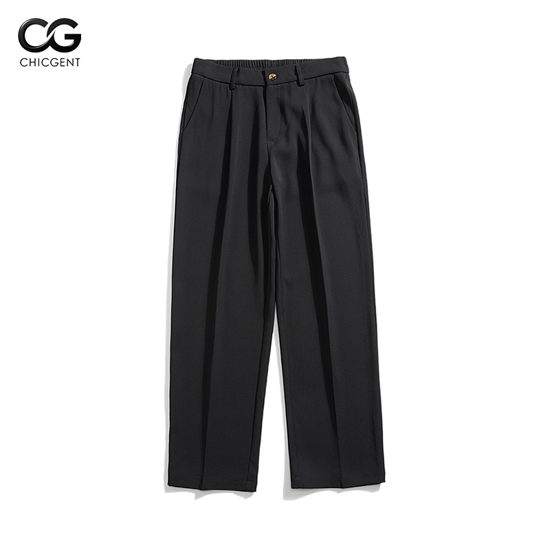 CHICGENT COD Suit Pants Men Formal Pants Office Long Straight Cut ...