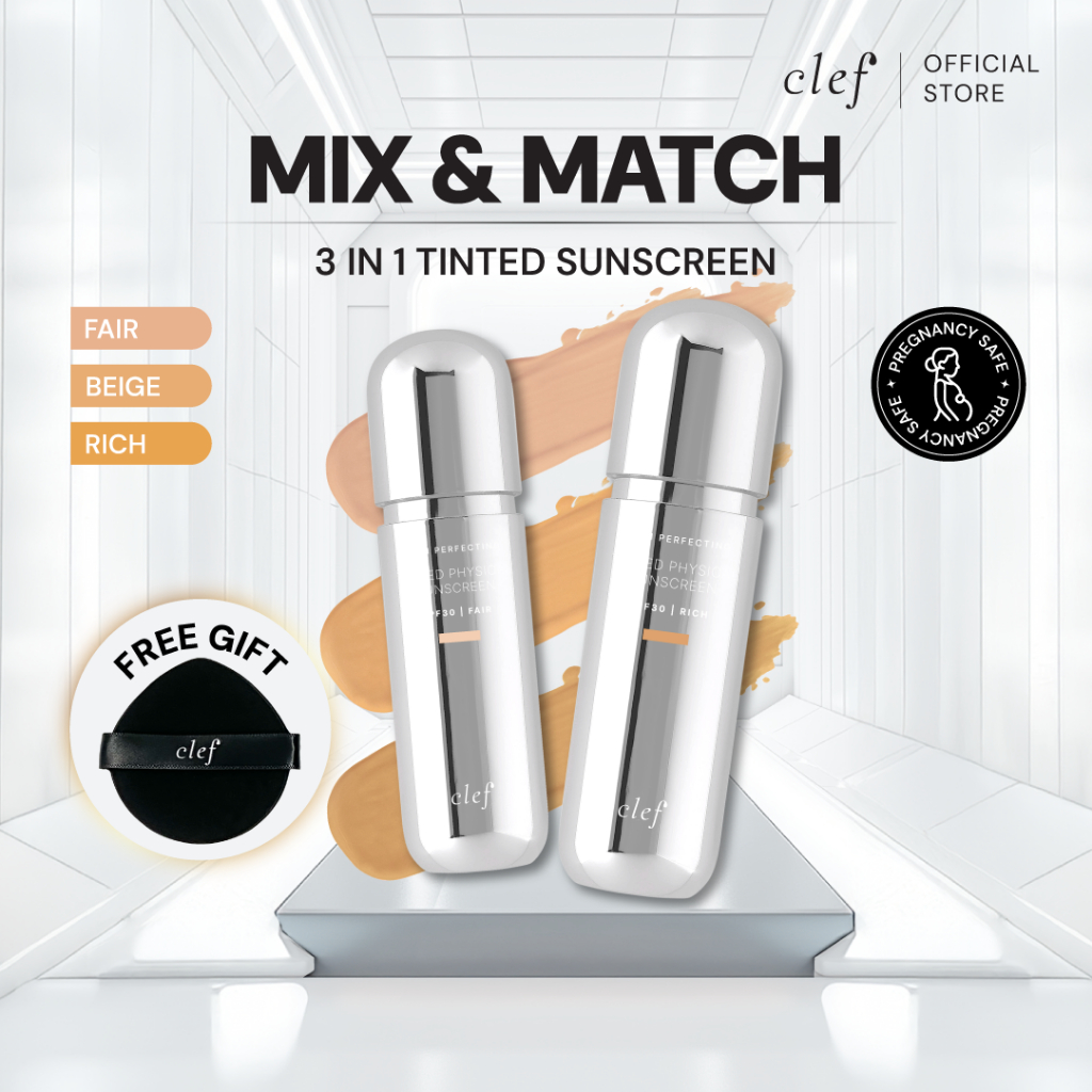 [MIX & MATCH ANY 2] Clef Skin Perfecting Tinted Physical Sunscreen 50ml ...