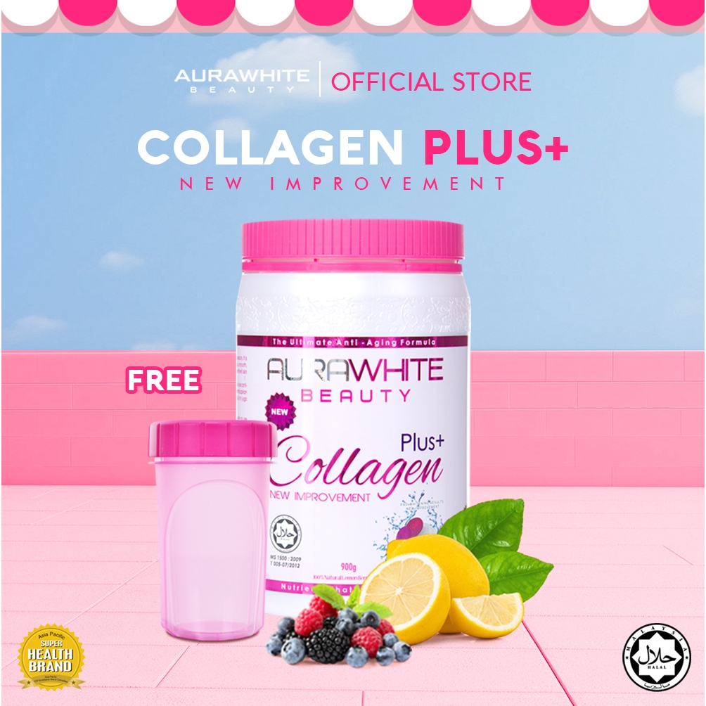 AuraWhite Beauty Collagen PLUS 900g - Complément Anti-âge Pour Peau, Cheveux, Ongles
